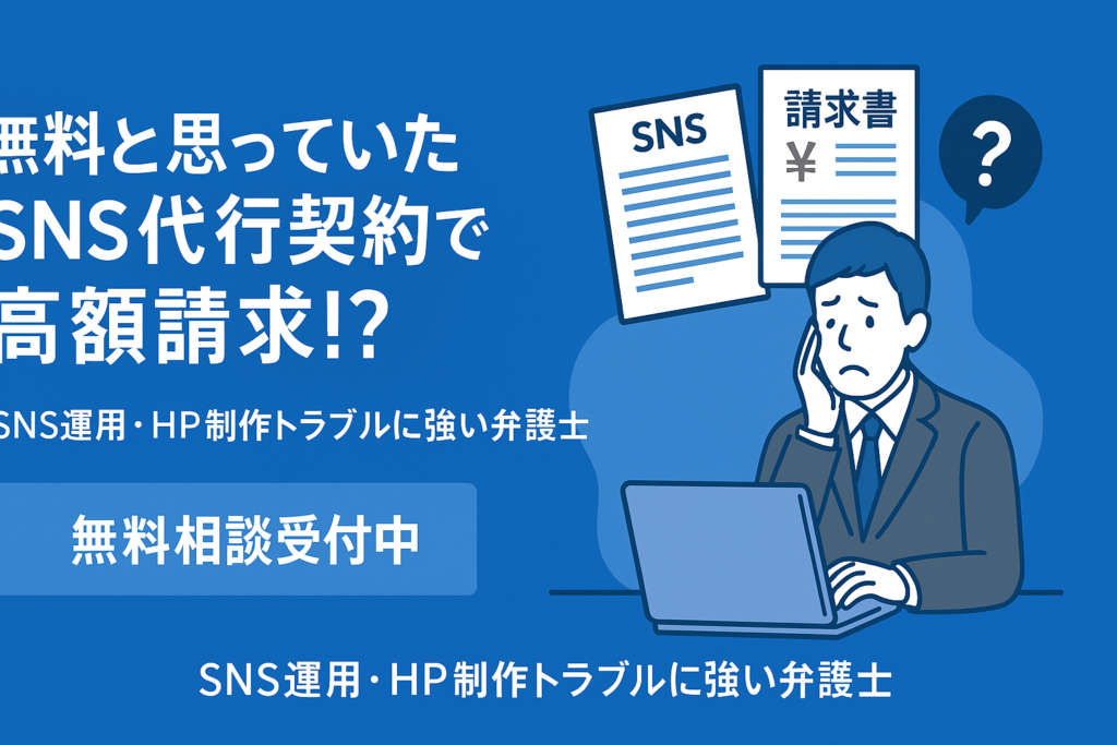 「“無料で始められる”と思ったのに… SNS代行業者から月20万円の請求!?」 ―― ホームページ制作・SNS運用代行トラブル、増えていませんか ――